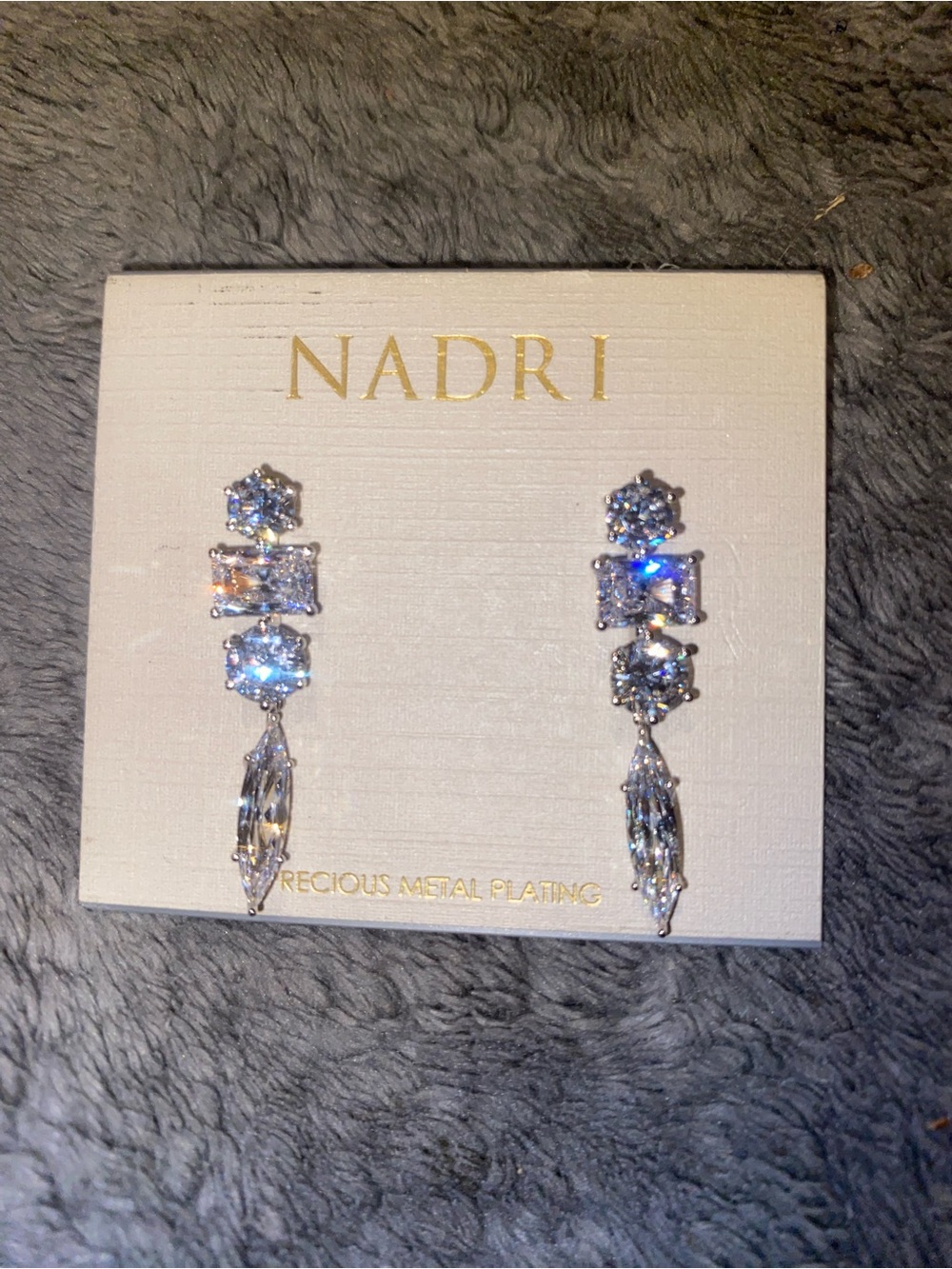 Nadri Silver Crystal Drop Earrings - Clear Cubic Zirconia